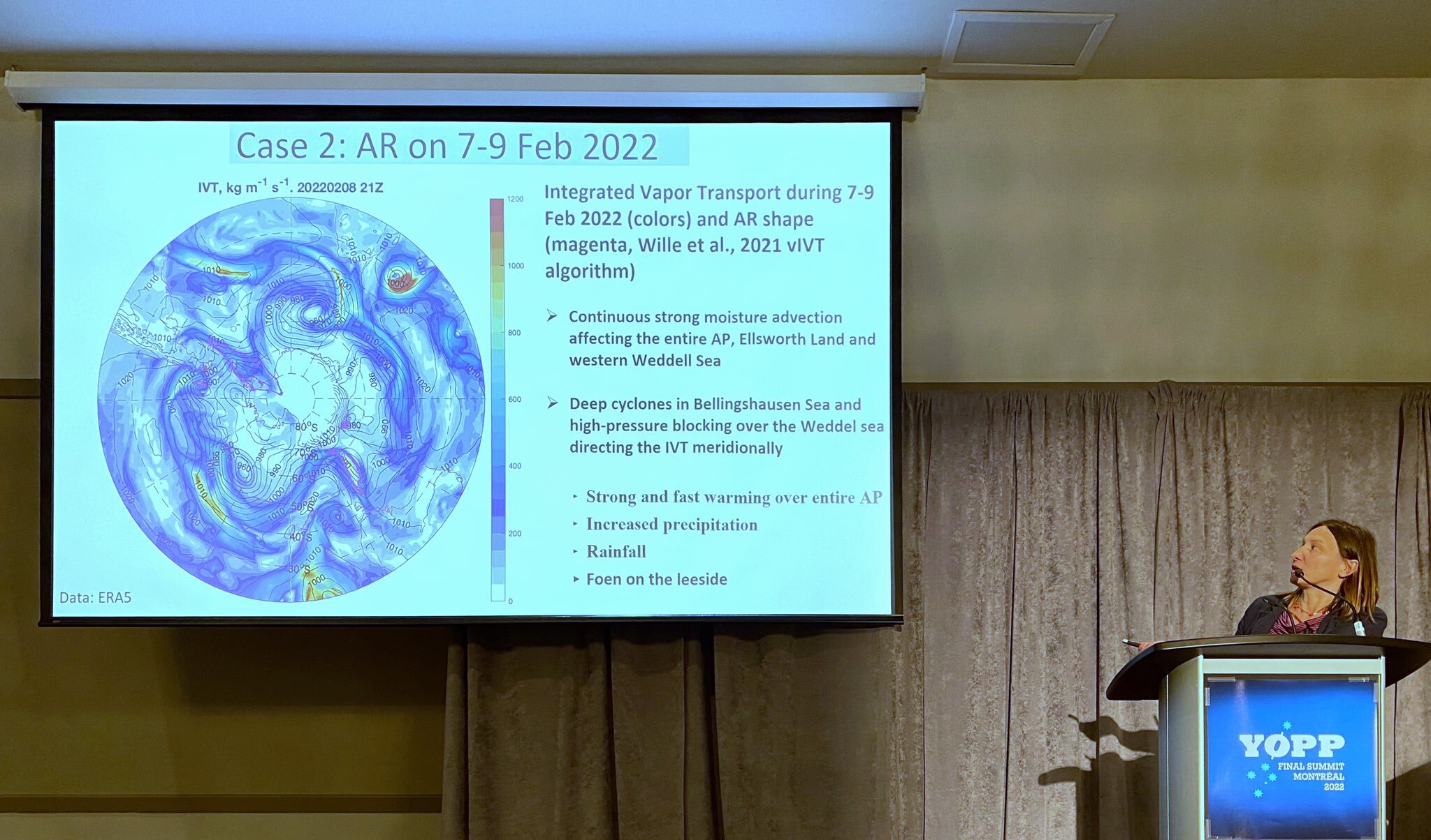 Presentation “Atmospheric Rivers Bringing Heat and Rain to the Antarctic Peninsula: From YOPP-SH Enhanced Observations” at the YOPP Final Summit (Montreal, Canada, 29 August – 1 September, 2022)